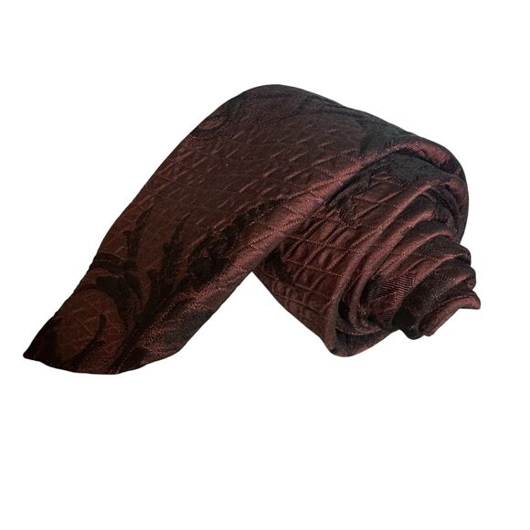 GIANNI VERSACE Men's 100% Silk Necktie Luxury Designer Burgundy Italy 3-6/8Wx62L - Picture 4 of 10